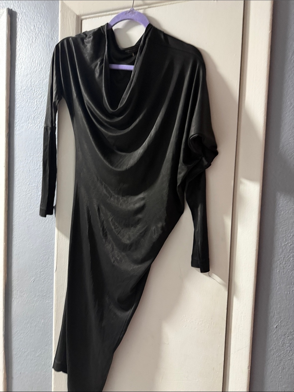 BCBGMaxAzria Black Draped Cowl Neck Dress